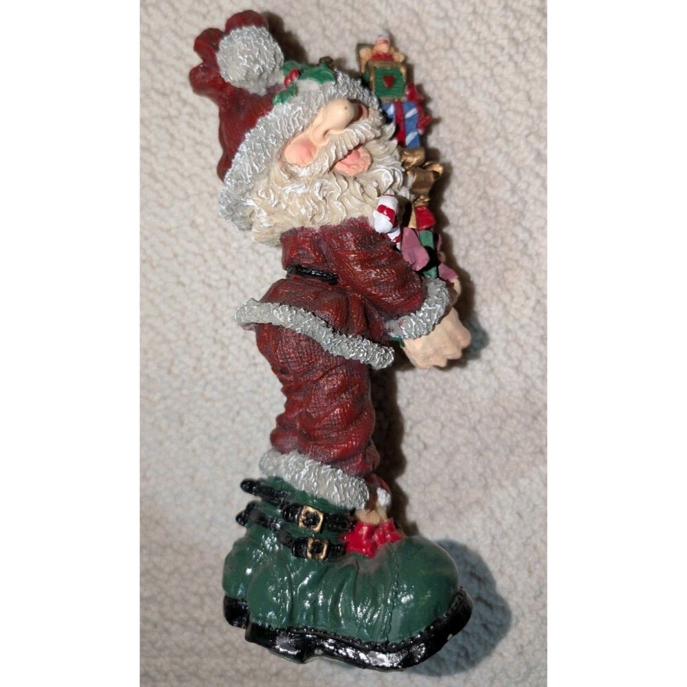 Jolly Santa Novelty 8" Resin Figurine Happy Santa Holding Gifts